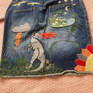 Denim Jean skirt, Embroidery designs!